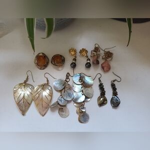 Shell and Gemestone Earrings Lot Bundle